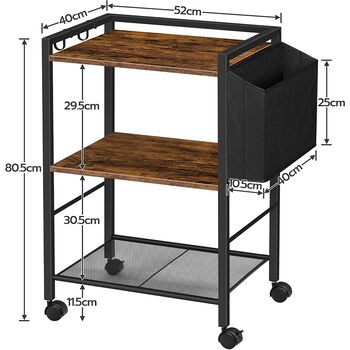 Mobile Three Tier Storage Shelf Cart With File Basket, 8 of 8