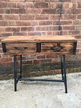 Industrial Reclaimed Console Side Table Drawers 004, 4 of 6