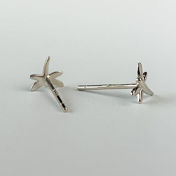 Sterling Silver Minimalist Dragonfly Stud Earrings, 4 of 6