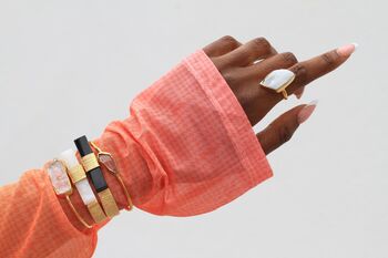 Quiet Luxury Collection White Gemstone Gold Cuff Bracelet, 3 of 4