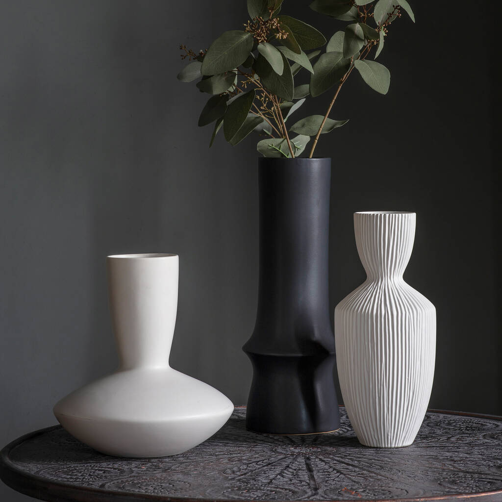Crisp White Ridged Vase By The Forest & Co | notonthehighstreet.com