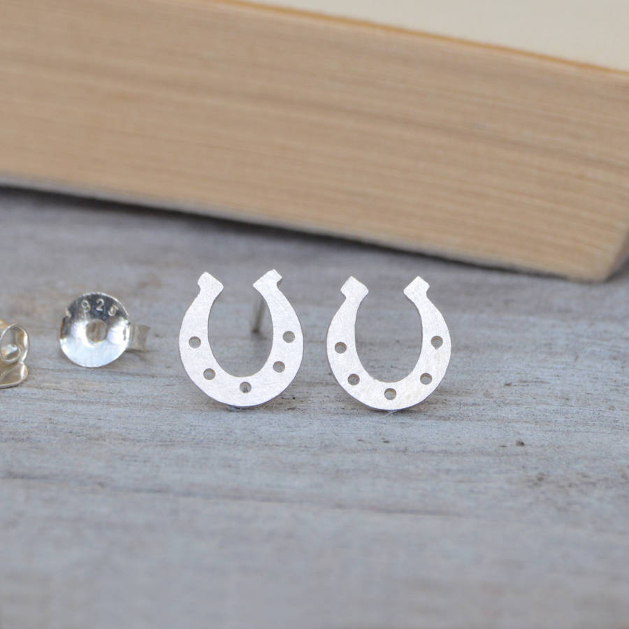 Lucky Horseshoe Earring Studs In Sterling Silver, 1 of 5