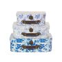 Blue And White Floral Set Of Three Mini Suitcases, thumbnail 4 of 6