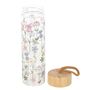 Floral Print Glass Water Bottle With Bamboo Lid, thumbnail 3 of 4