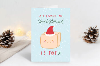 10 Vegan Funny Pun Joke Vegetarian Christmas Cards, 7 of 9