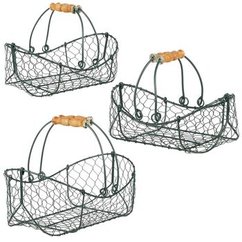 Three Hunter Green Gardening Trug Baskets, 2 of 8