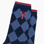 Embroidered Lobster Argyle Combed Cotton Socks In Navy Blue, thumbnail 2 of 4
