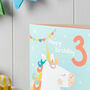 Personalised Unicorn Birthday Card With Name And Age, thumbnail 2 of 3