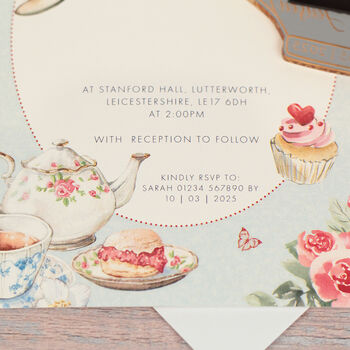 Vintage Tea Party Wedding Invitation Magnet, 3 of 7
