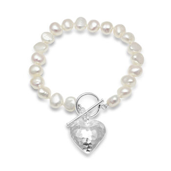 Amare Freshwater Pearl Bracelet With Silver Heart, 2 of 3