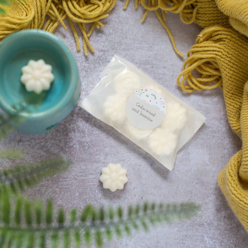 Twelve Cedarwood And Jasmine Wax Melts By Chalk And Cheese Candles And