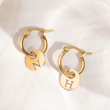 Letter Hoop Earrings Custom Initials Any Colour, 2 of 12
