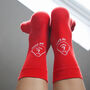 'Do Good' Red Smiley Face Unisex Bamboo Socks, thumbnail 3 of 4