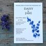 Pack 12 Midnight Larkspur Original Personalised Wedding Invitations, thumbnail 1 of 5