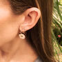 Daisy Charm Gold Plated Hoop Earrings, thumbnail 3 of 7