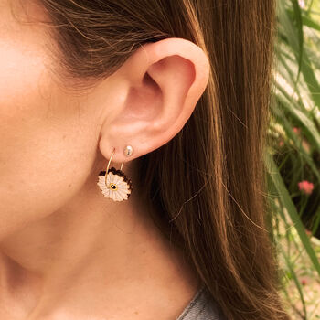 Daisy Charm Gold Plated Hoop Earrings, 3 of 7