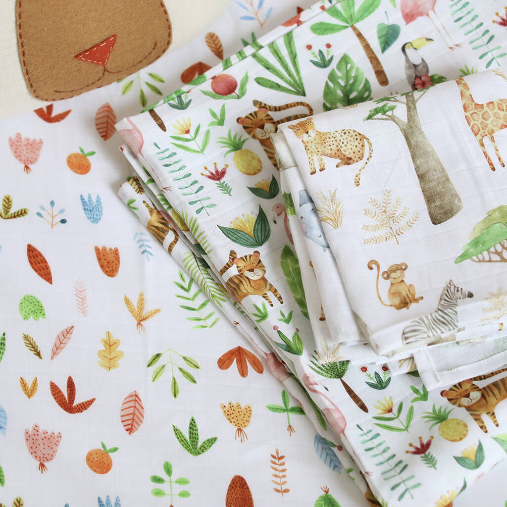 Fitted Muslin Cot Sheet Foliage By The Fox in the Attic