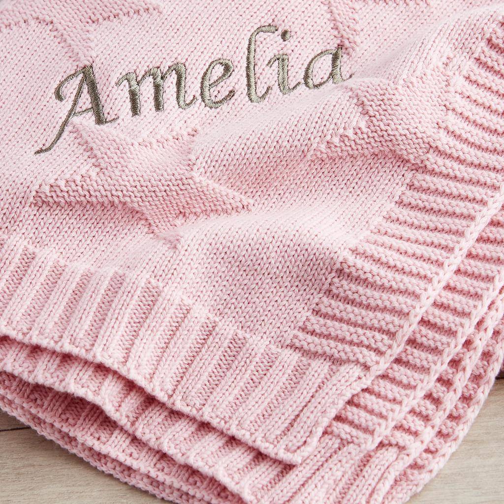 Personalised Pink Star Jacquard Blanket By My 1st Years