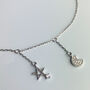 Sterling Silver Crystal Moon And Star Anklet, thumbnail 5 of 6