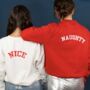 Naughty Or Nice Unisex Christmas Jumper Set Sweatshirts, thumbnail 1 of 7