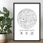 Our First Date Personalised Map Print, Valentines Day Gift, Anniversary Present, thumbnail 3 of 4