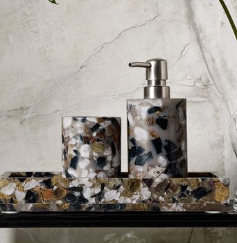 Deep Amber And Grey Marble Soap Dispenser, 2 of 2