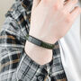 Men's Khaki Thick Woven Leather Bracelet, thumbnail 2 of 4