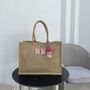 Personalised Patch Square Jute Beach Tote Bag, thumbnail 4 of 11