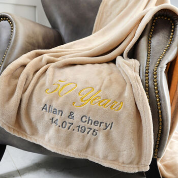 Personalised Golden Anniversary 50 Years Married Blanket, 3 of 8