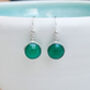 Green Onyx Silver Round Earrings, thumbnail 1 of 2