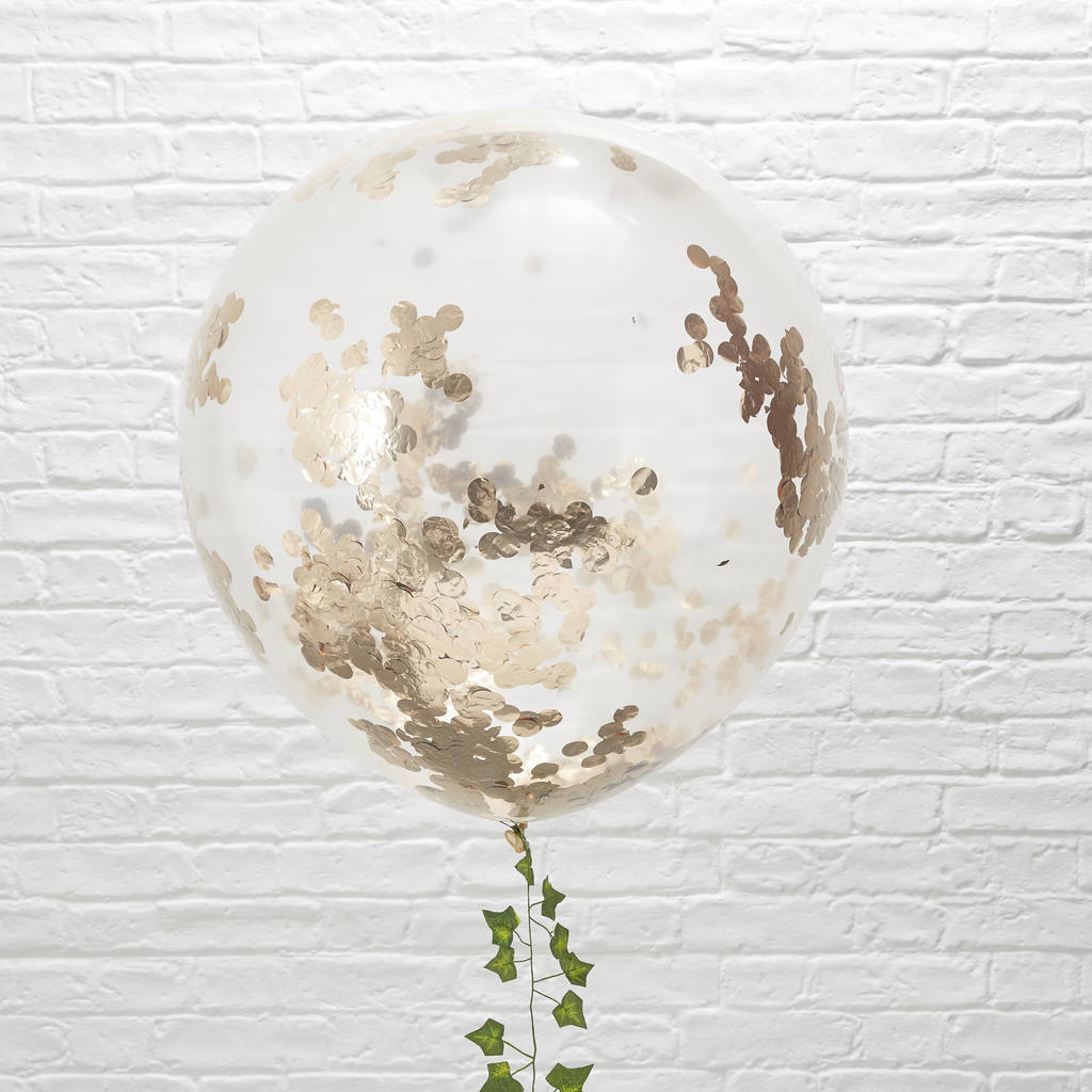 Giant Rose Gold Confetti Balloons Three Pack, 1 of 3