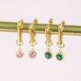 Triangle Huggie Earrings With Birthstone Detail, thumbnail 1 of 12
