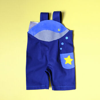Blue Whale Baby Shortie Dungarees, 2 of 5