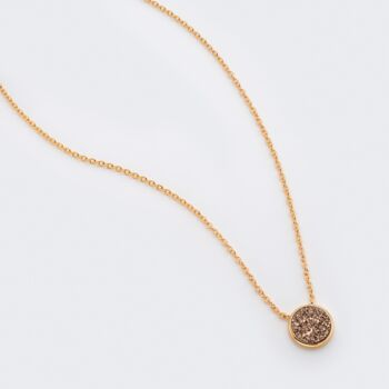 Round Rose Druzy Crystal 18k Gold Plated Necklace, 3 of 4