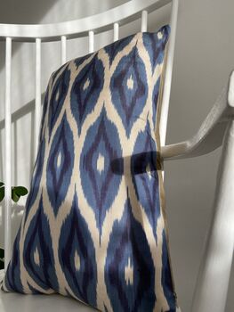Blue And Black Diamond Design Silk Cushion Cover, 5 of 8