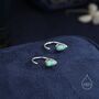 Sterling Silver Aqua Green Droplet Opal Huggie Hoop Earrings, thumbnail 1 of 10