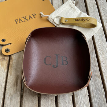 Personalised Genuine Leather Tray, Keyring, 4 of 11