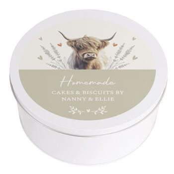 Personalised Highland Cow Cake Tin, 4 of 4