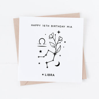 Personalised Libra Zodiac Star Sign Card, 3 of 3