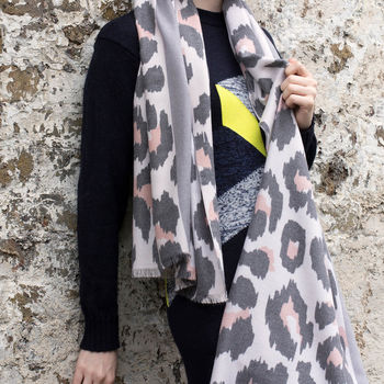Personalised Cashmere Blend Leopard Scarf, 4 of 12