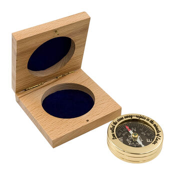 Personalised Brass Pocket Compass With Case, 8 of 12