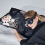 Silk Pillowcase And Eye Mask Giftbox Sleep Mask And Pillow Case Black Floral 100% Pure Soft Mulberry Silk Luxury Travel Gift Set, thumbnail 8 of 12