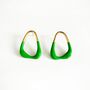 18 K Gold Plated Contemporary Green Earrings, thumbnail 2 of 2