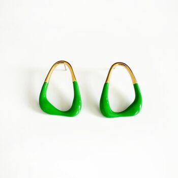 18 K Gold Plated Contemporary Green Earrings, 2 of 2