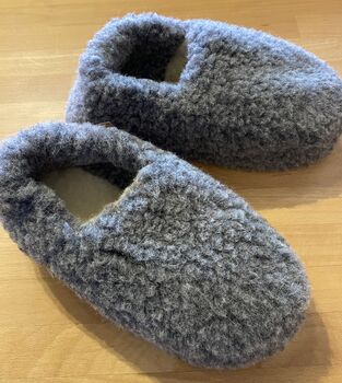 100% Siberian Wool Slippers In Graphite Grey, 3 of 4