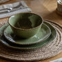Olive Green Porcelain Beaded Pasta Bowls, thumbnail 3 of 4