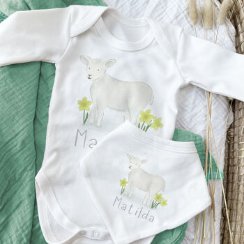 Personalised Spring Sheep Newborn Outfit, 2 of 7