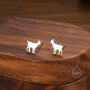 Sterling Silver Tiny Goat Stud Earrings, thumbnail 3 of 10