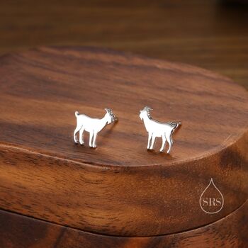 Sterling Silver Tiny Goat Stud Earrings, 3 of 10