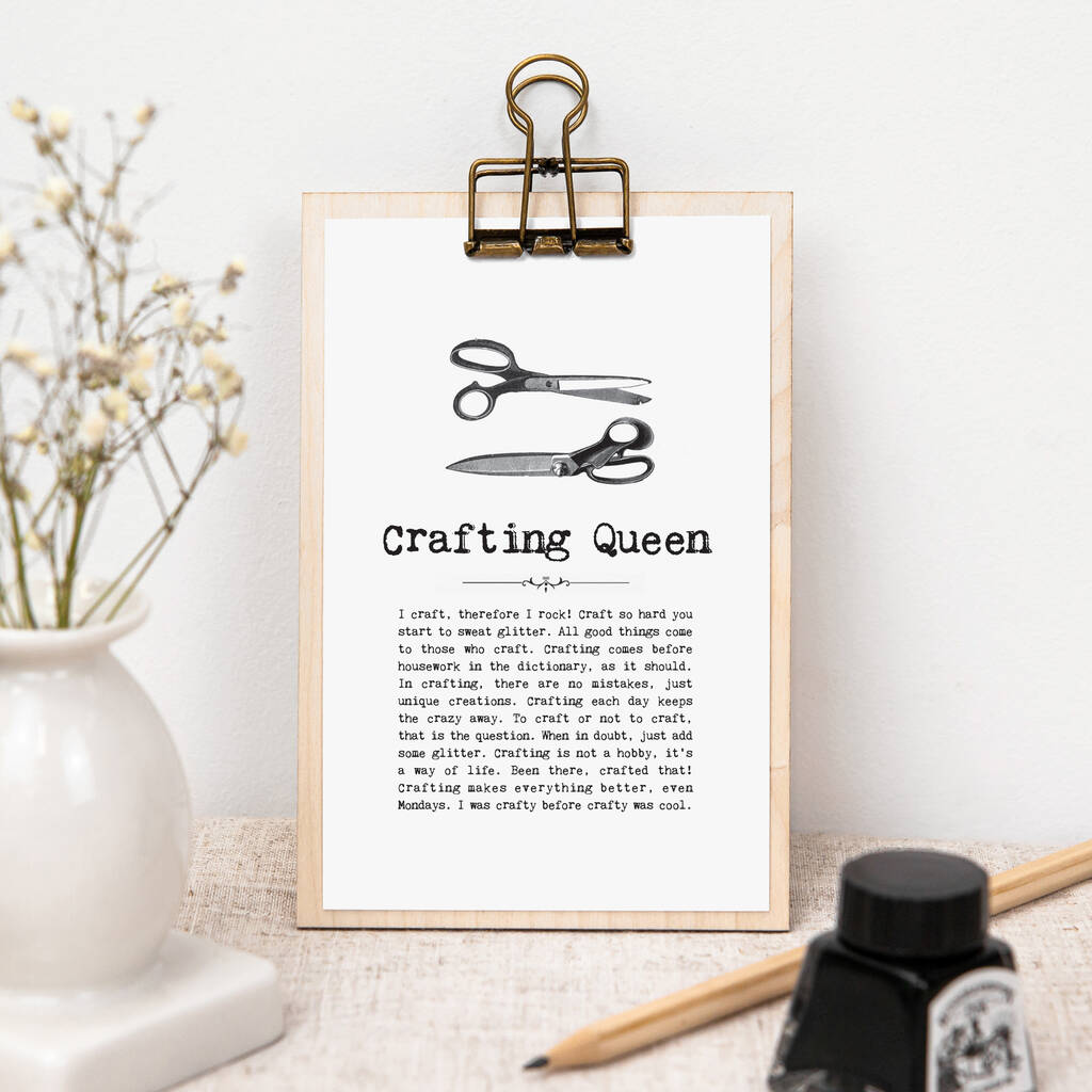 Crafting Quotes Mini Print On Wood Clipboard With Hanger, 1 of 6